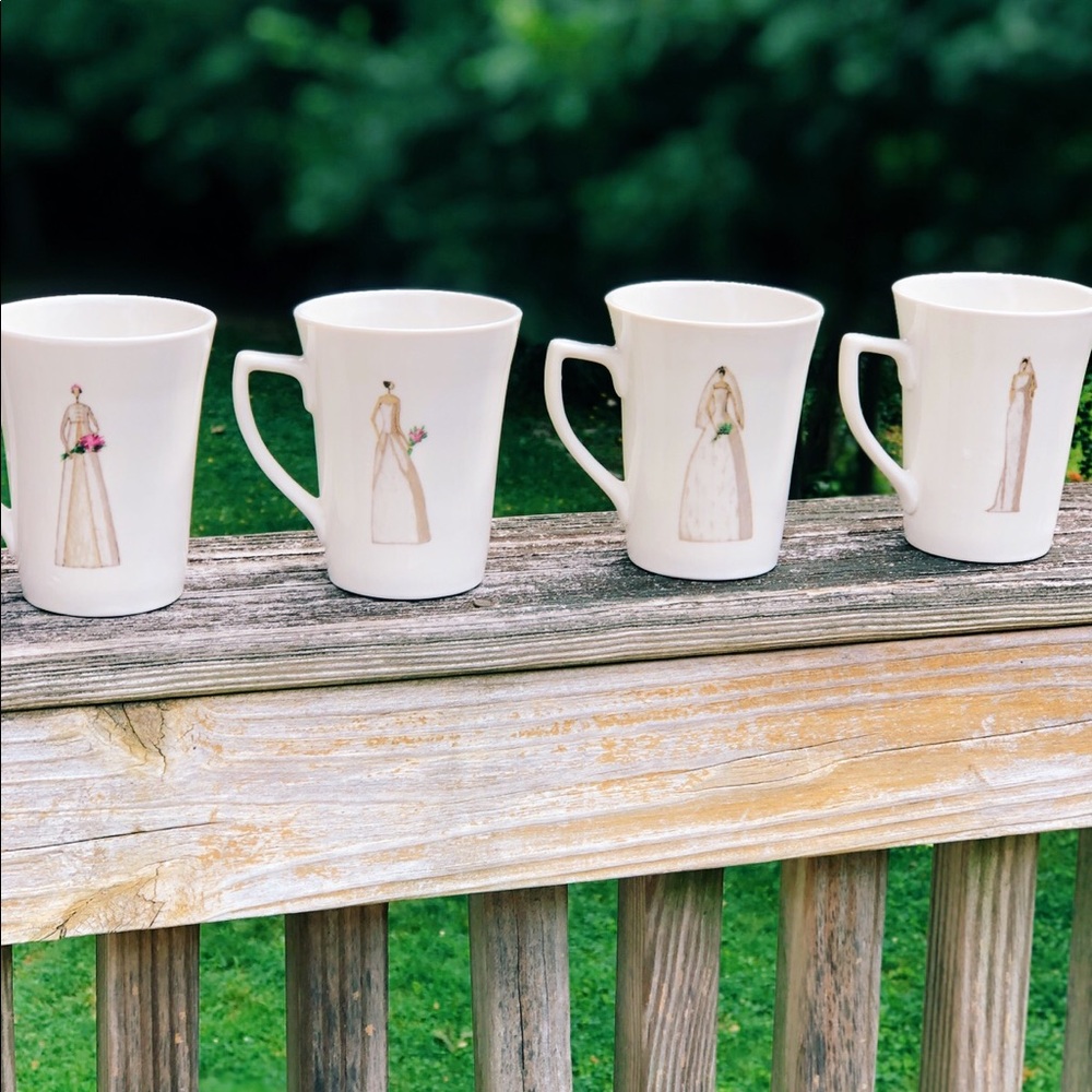 NWOT Set of 4 bridal coffee cups